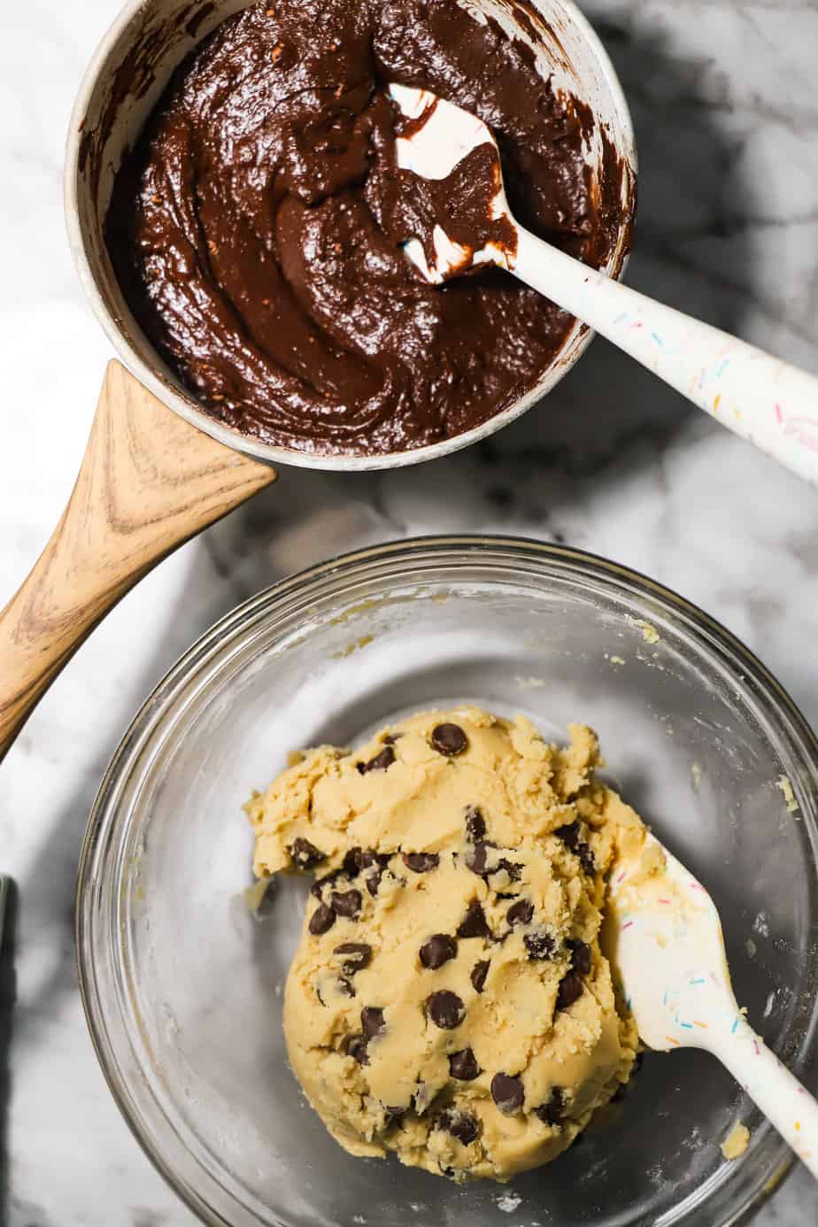 brownie batter and cookie dough