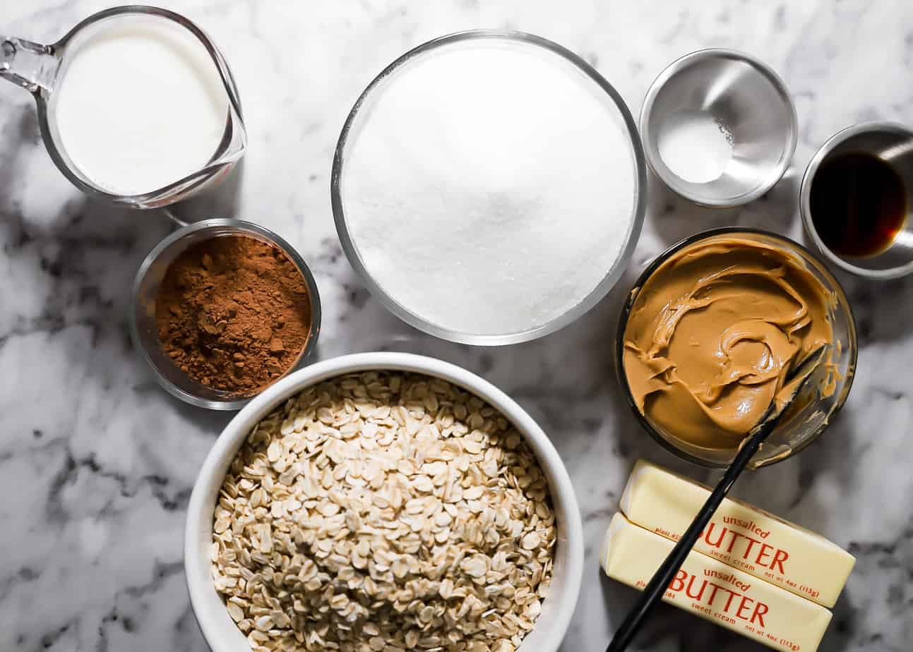 no bake chocolate peanut butter oatmeal cookies ingredients