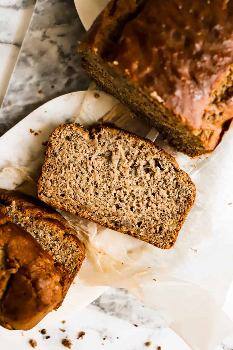 easy healthy banana bread slice