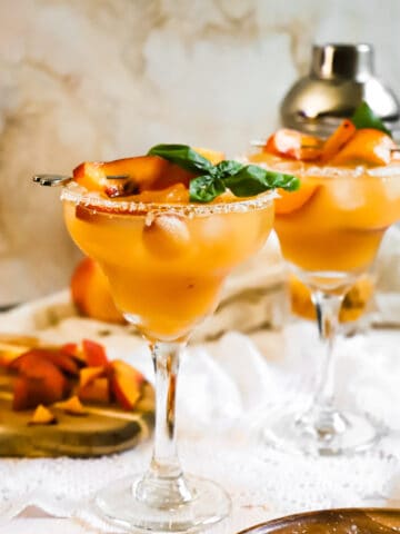 peach basil margaritas