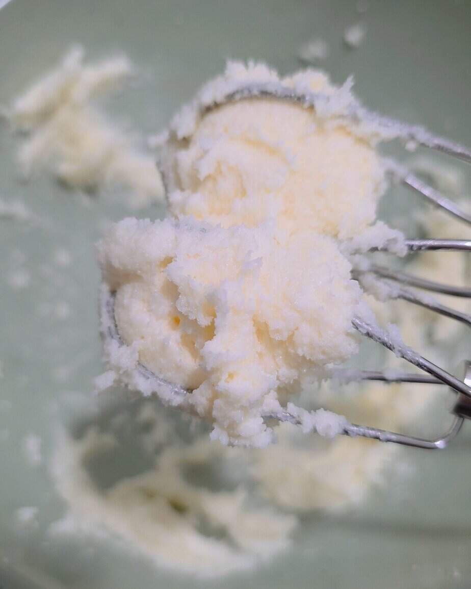 creamed butter and sugar step 1