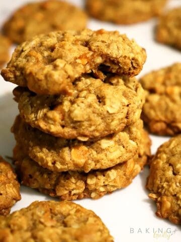 brown butter pumpkin butterscotch oatmeal cookies stacked