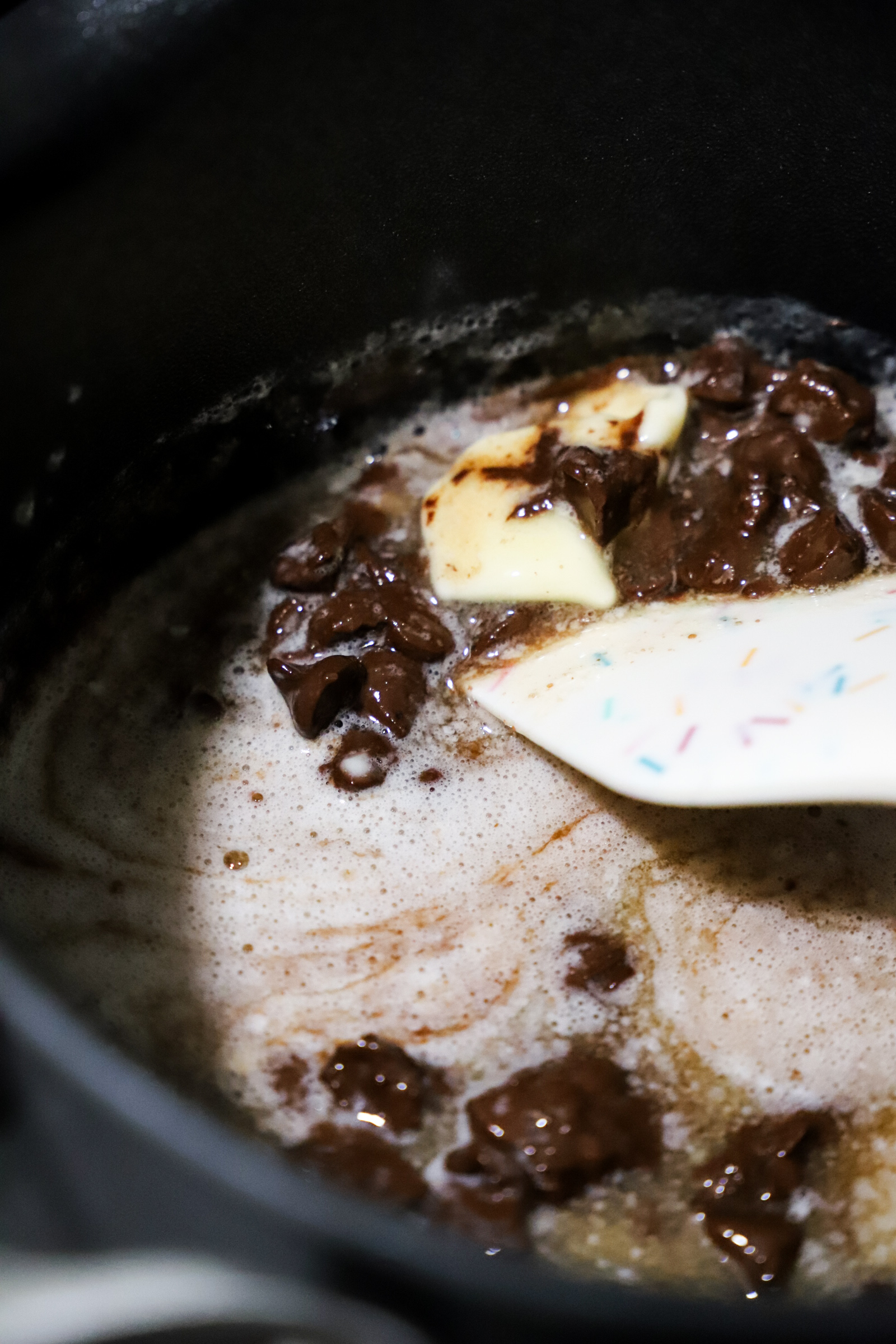 melting chocolate chips and butter