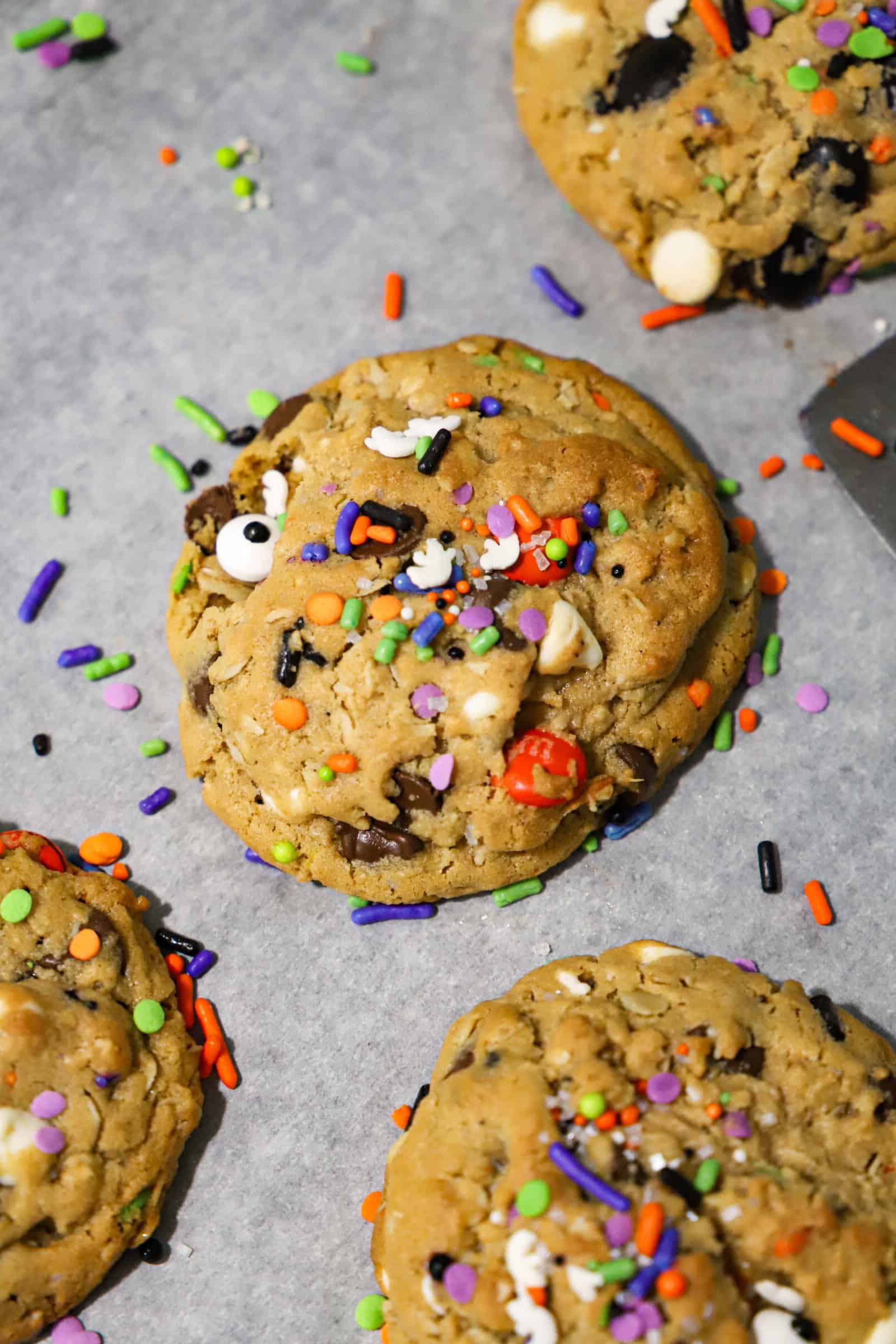 spooky monster cookies baked
