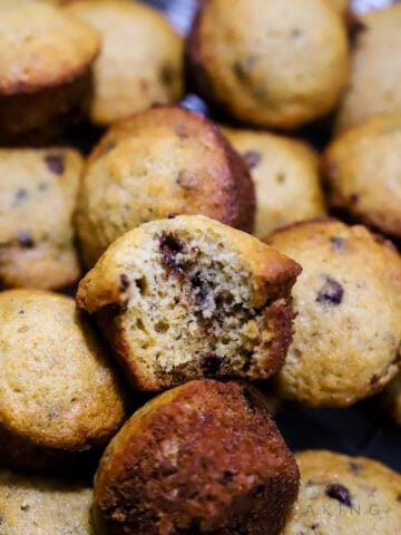 mini banana chocolate chip muffins crumb shot